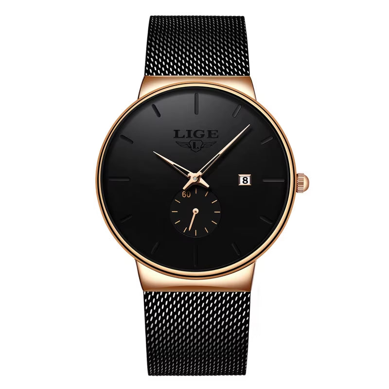 Fashion Mens Watches Top Brand Luxury Quartz Watch Men Casual Slim Mesh Steel Waterproof Sport Watch Relogio Masculino