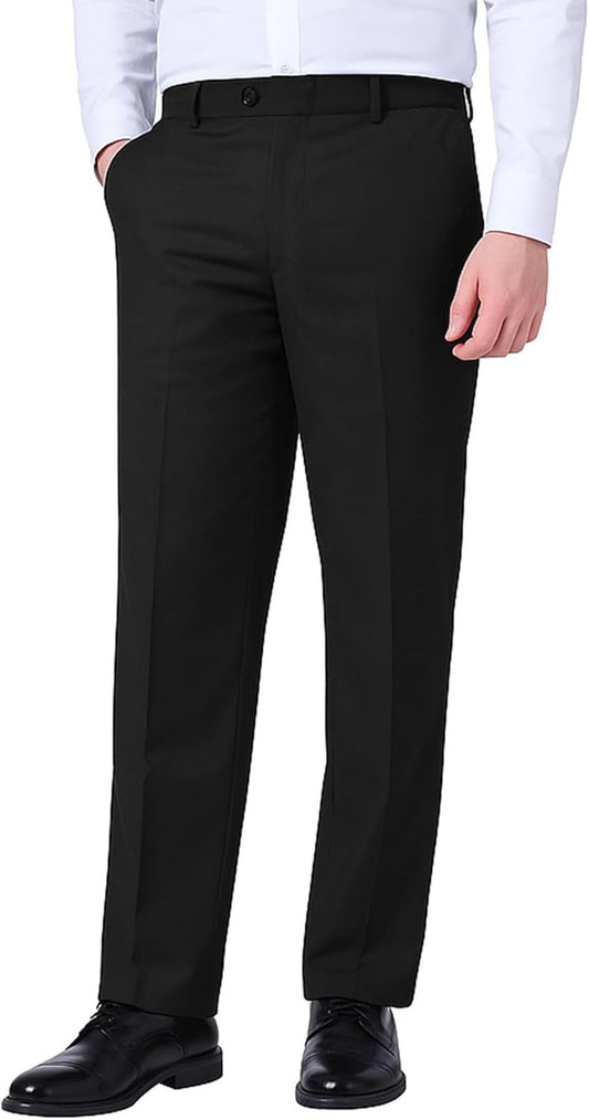 Mens Classic Slim Fit Fit Stretch Flat Front Slacks Dress Pants
